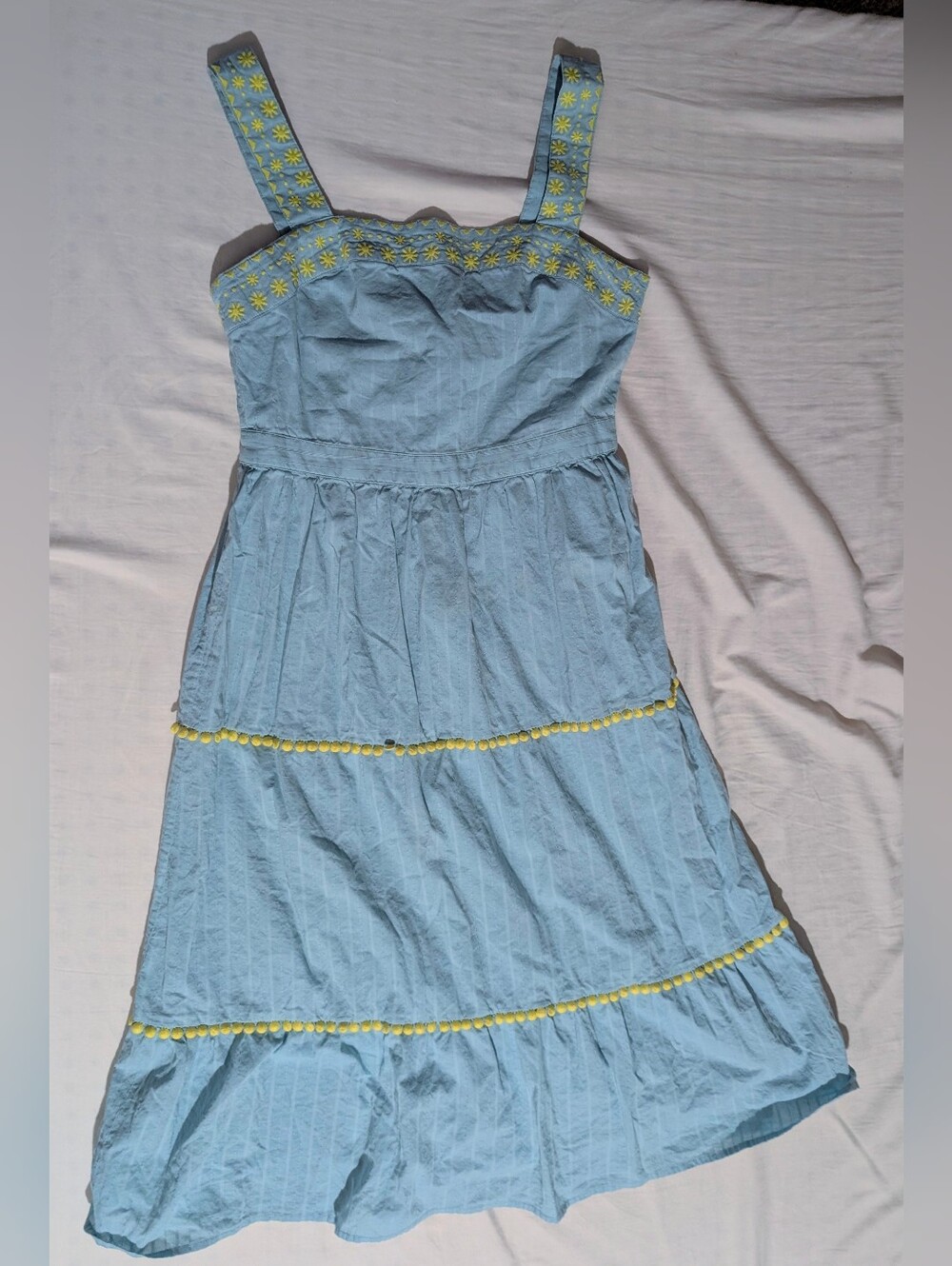 NWOT Boden Women's Estella huron tiered embroidered Sleeveless Midi Dress US 6